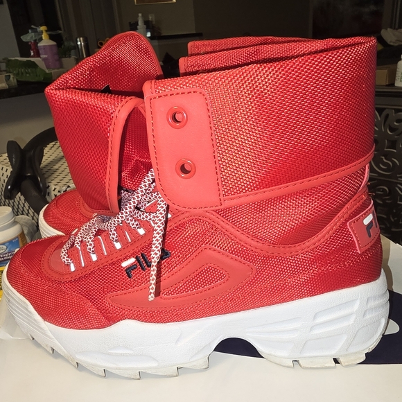 Fila Disruptor Ballistic Red Mesh High Top Sneakers Size 10 - Picture 3 of 10